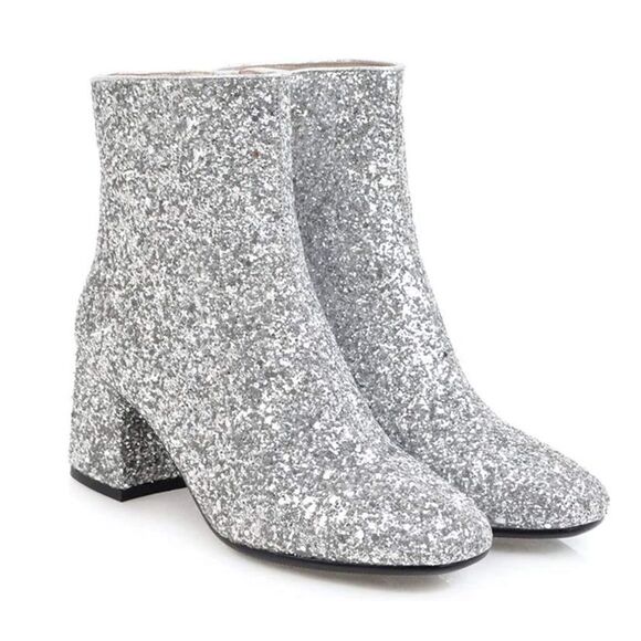 NWT Wool + Pepper Co. Glitter Heeled Booties - Picture 10 of 11
